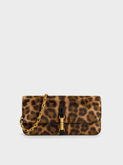 CHARLES & KEITH Great Value / Cesia Leopard-Print Wallet On Chain - Multi