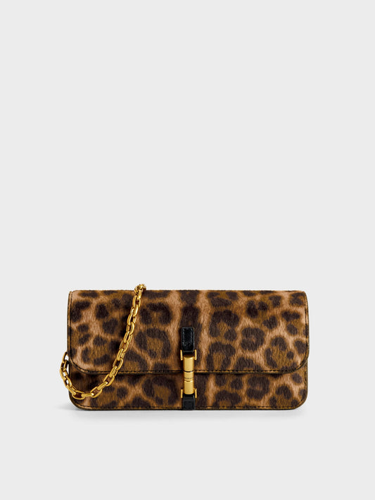 CHARLES & KEITH Great Value / Cesia Leopard-Print Wallet On Chain - Multi