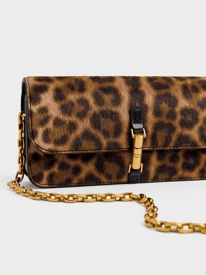 CHARLES & KEITH Great Value / Cesia Leopard-Print Wallet On Chain - Multi