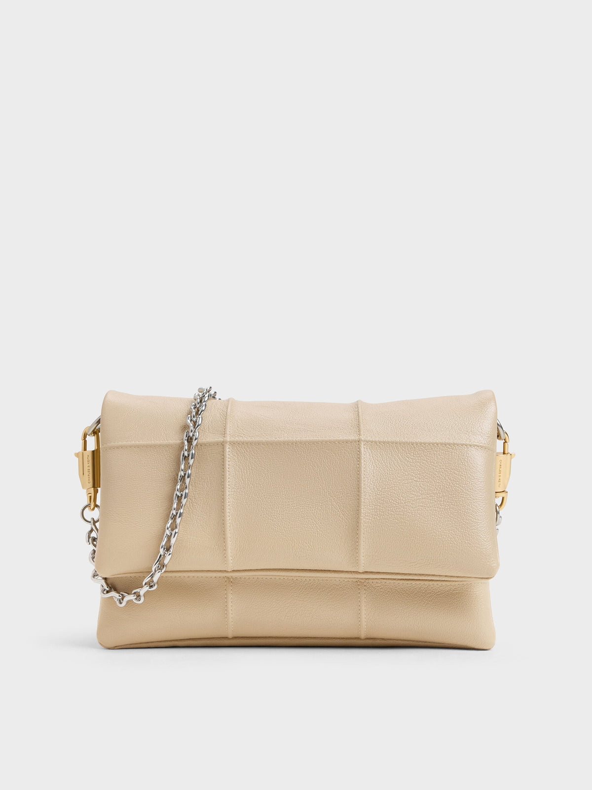 CHARLES & KEITH Premium / Delfina Quilted Wallet On Chain - Sand Beige