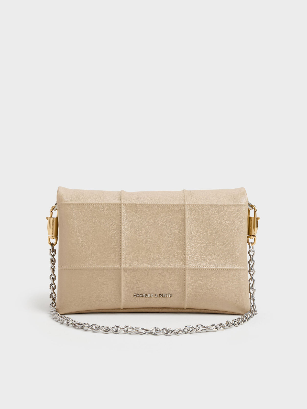 CHARLES & KEITH Premium / Delfina Quilted Wallet On Chain - Sand Beige
