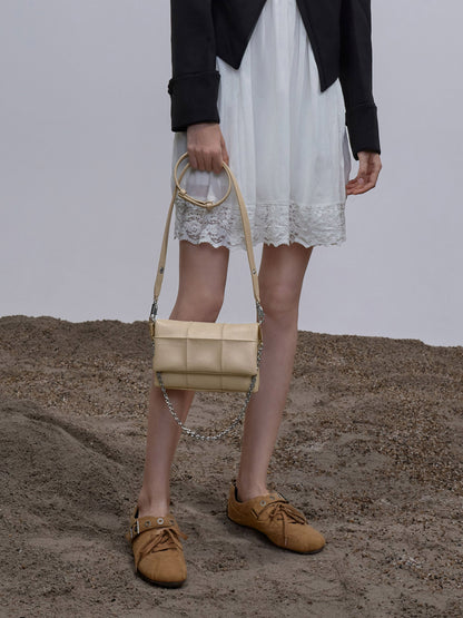 CHARLES & KEITH Premium / Delfina Quilted Wallet On Chain - Sand Beige