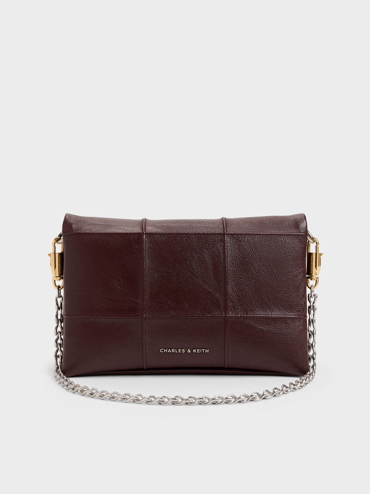 CHARLES & KEITH Popular / Delfina Quilted Wallet On Chain - Wineberry Red