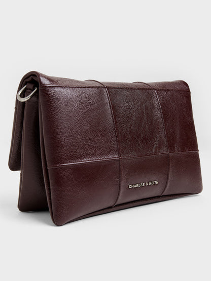 CHARLES & KEITH Popular / Delfina Quilted Wallet On Chain - Wineberry Red