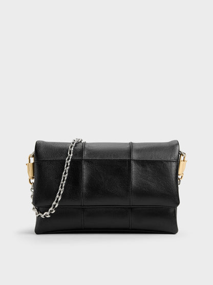 CHARLES & KEITH Popular / Delfina Quilted Wallet On Chain - Black