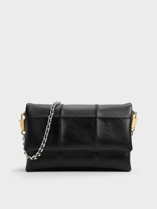 CHARLES & KEITH Popular / Delfina Quilted Wallet On Chain - Black