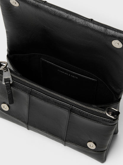 CHARLES & KEITH Popular / Delfina Quilted Wallet On Chain - Black