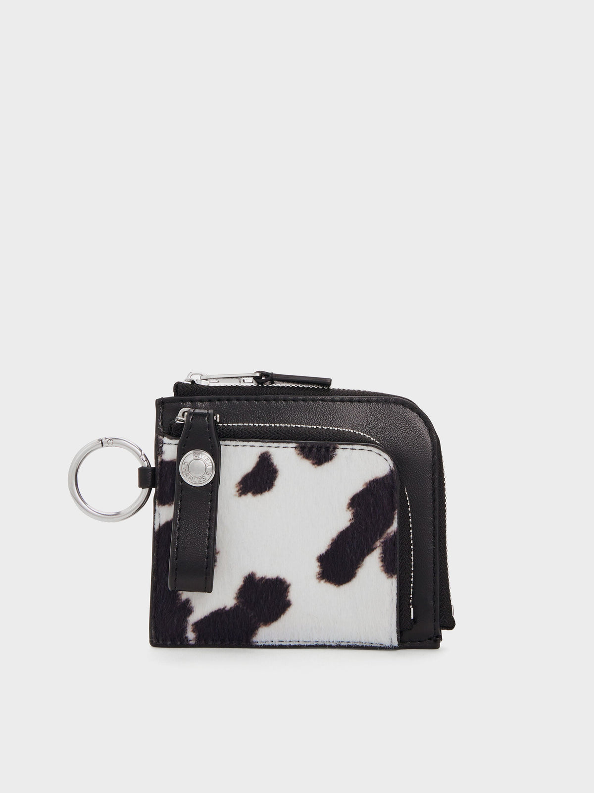 CHARLES & KEITH Discount / Vega Furry Cow-Print Zip-Around Pouch - Multi