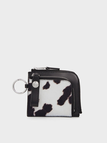 CHARLES & KEITH Discount / Vega Furry Cow-Print Zip-Around Pouch - Multi