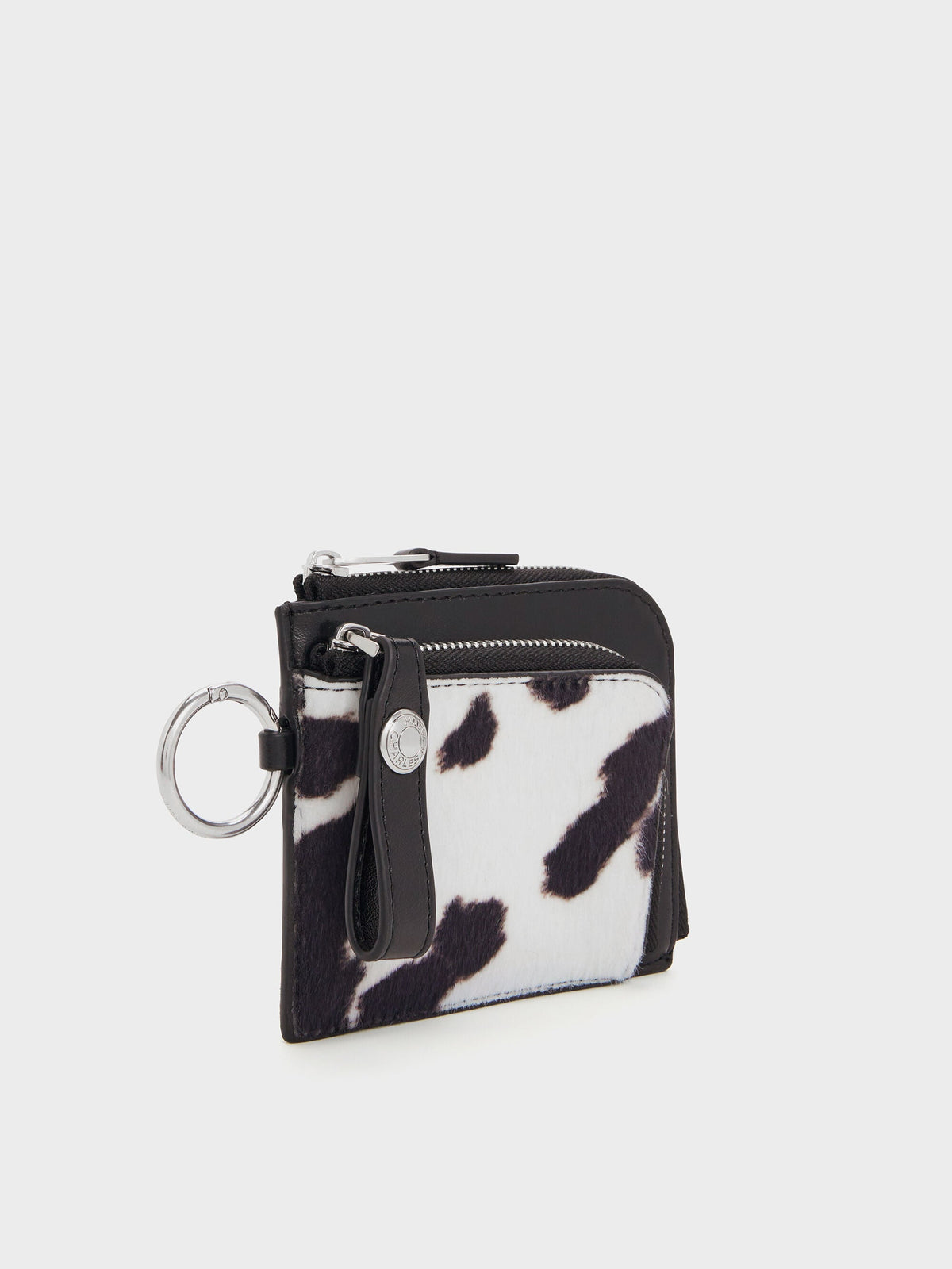 CHARLES & KEITH Discount / Vega Furry Cow-Print Zip-Around Pouch - Multi