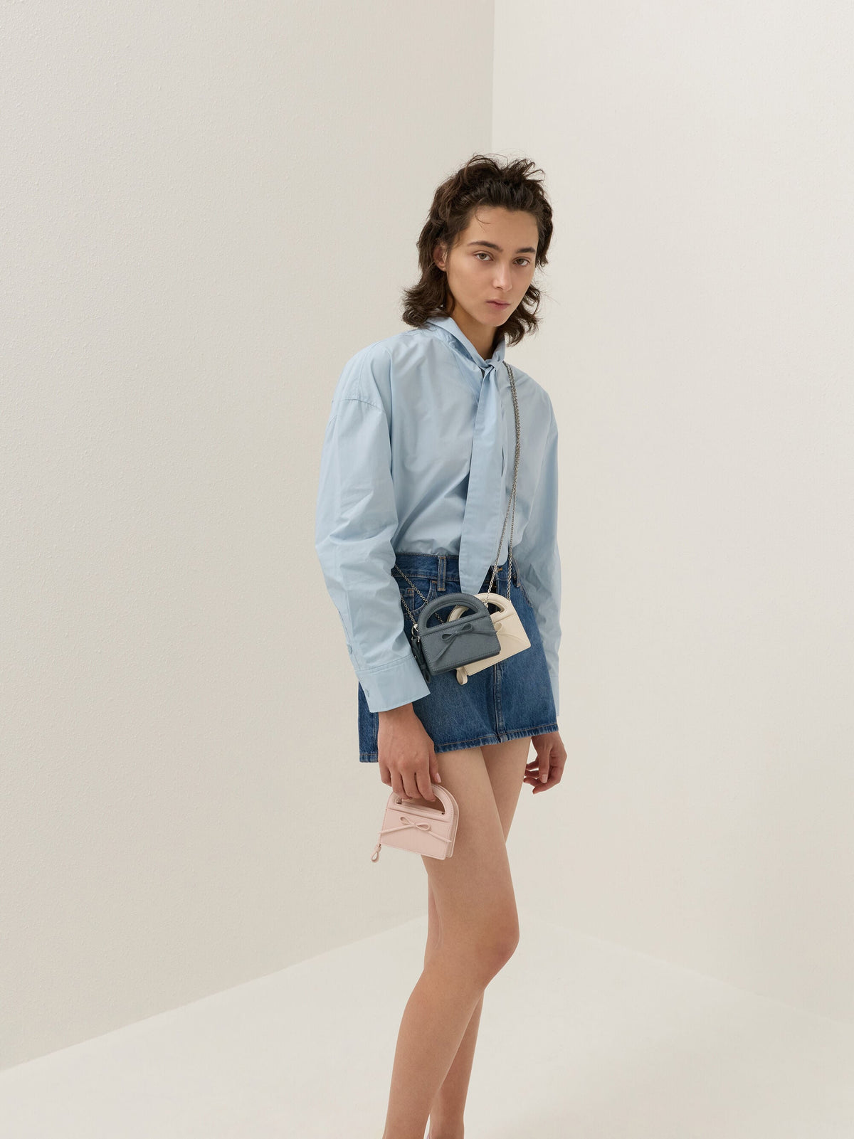 CHARLES & KEITH Everyday / Reese Bow Top Handle Wristlet - Smoky Blue