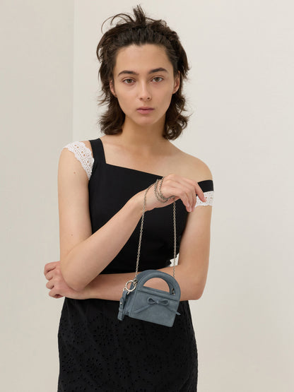 CHARLES & KEITH Everyday / Reese Bow Top Handle Wristlet - Smoky Blue
