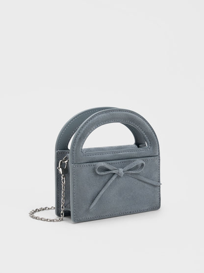 CHARLES & KEITH Everyday / Reese Bow Top Handle Wristlet - Smoky Blue