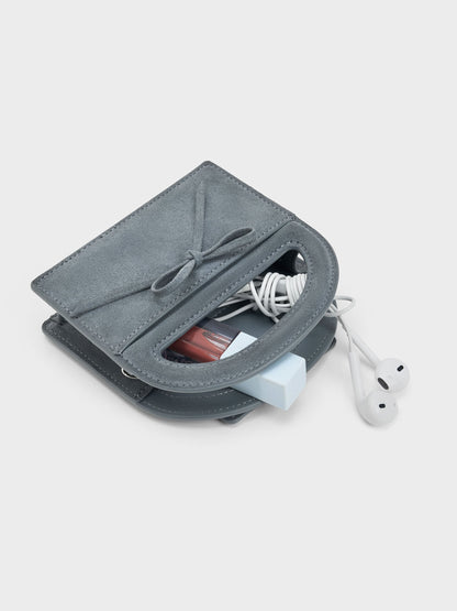 CHARLES & KEITH Everyday / Reese Bow Top Handle Wristlet - Smoky Blue