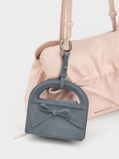 CHARLES & KEITH Everyday / Reese Bow Top Handle Wristlet - Smoky Blue