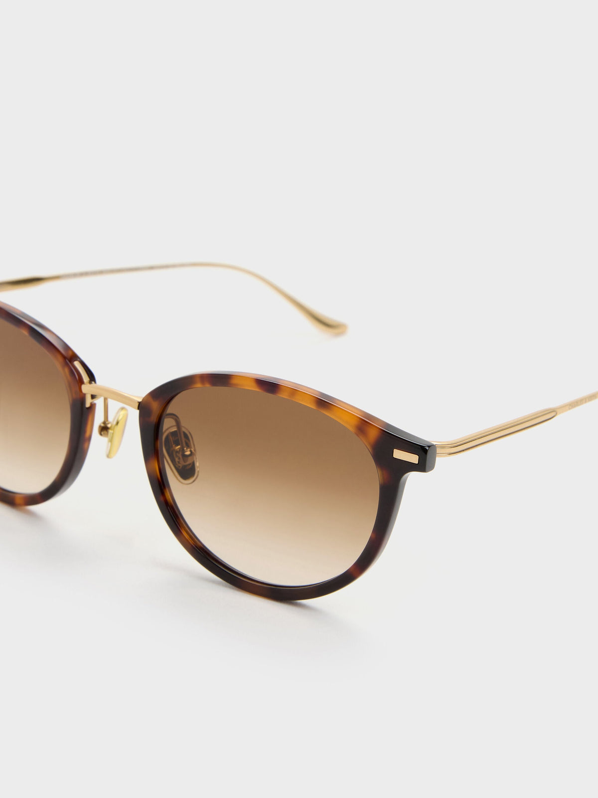 CHARLES & KEITH Discount / Minnow Metal-Rim Round Sunglasses - T. Shell