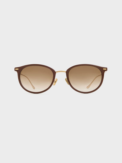 CHARLES & KEITH Exclusive / Minnow Metal-Rim Round Sunglasses - Pecan Brown