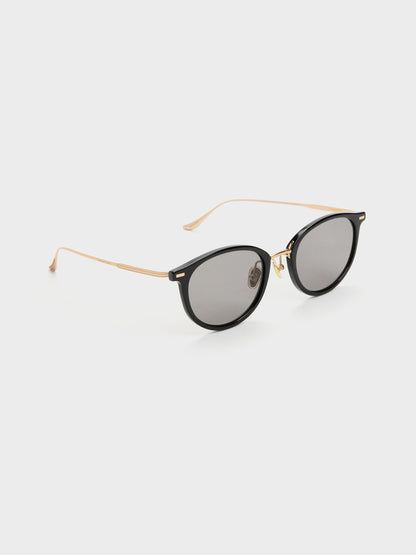 CHARLES & KEITH Value / Minnow Metal-Rim Round Sunglasses - Black