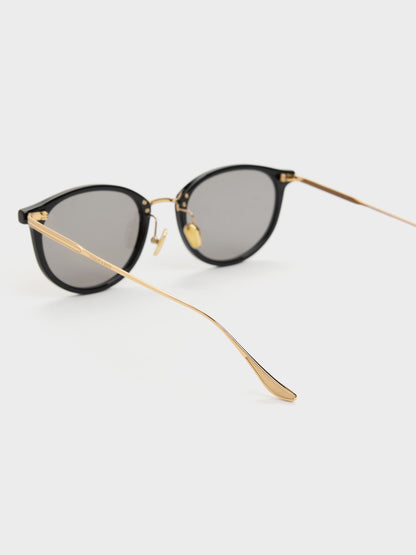 CHARLES & KEITH Value / Minnow Metal-Rim Round Sunglasses - Black