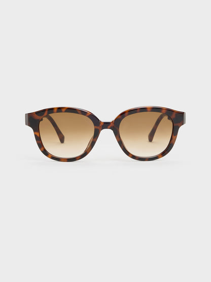 CHARLES & KEITH Popular / Brea Round Sunglasses - T. Shell