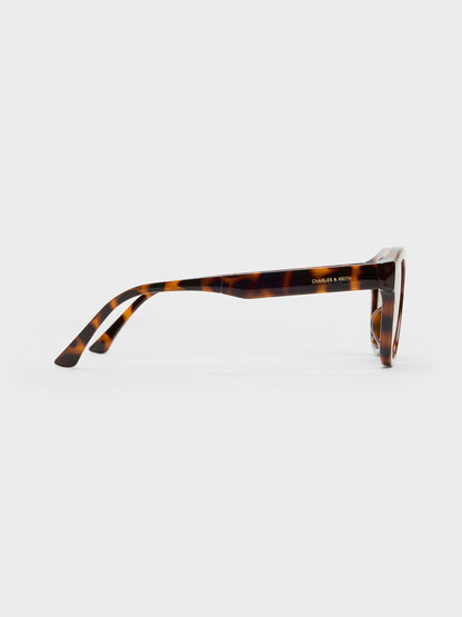 CHARLES & KEITH Popular / Brea Round Sunglasses - T. Shell