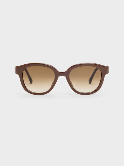 CHARLES & KEITH Classic / Brea Round Sunglasses - Pecan Brown