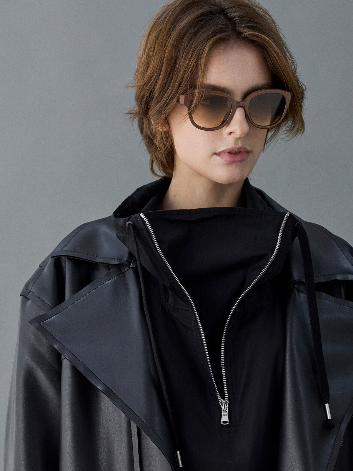 CHARLES & KEITH Classic / Brea Round Sunglasses - Pecan Brown