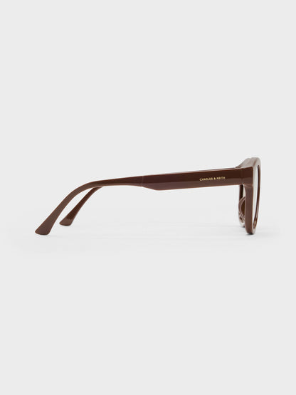 CHARLES & KEITH Classic / Brea Round Sunglasses - Pecan Brown