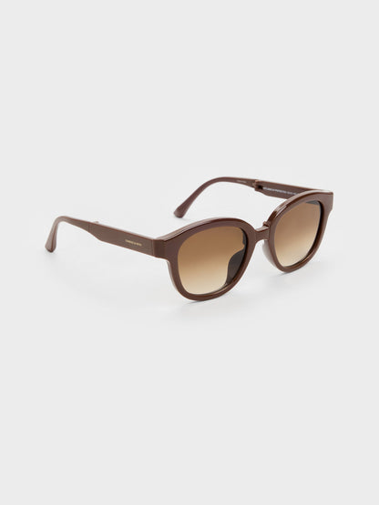 CHARLES & KEITH Classic / Brea Round Sunglasses - Pecan Brown