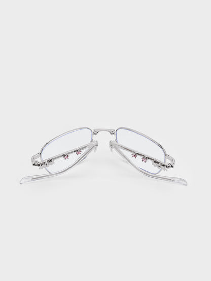 CHARLES & KEITH Featured / Paige Clear Rectangular Sunglasses - Silver