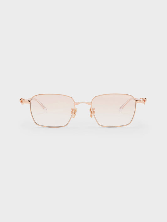 CHARLES & KEITH Best Price / Paige Rectangular Sunglasses - Rose Gold