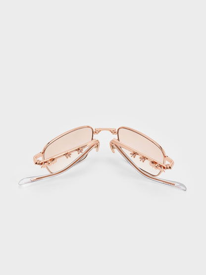 CHARLES & KEITH Best Price / Paige Rectangular Sunglasses - Rose Gold