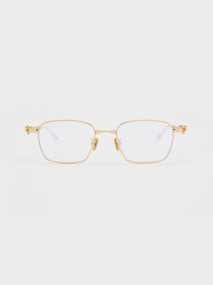 CHARLES & KEITH Everyday / Paige Clear Rectangular Sunglasses - Brush Gold