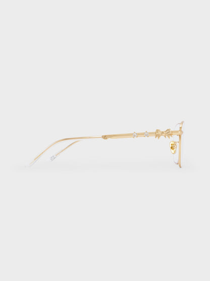 CHARLES & KEITH Everyday / Paige Clear Rectangular Sunglasses - Brush Gold