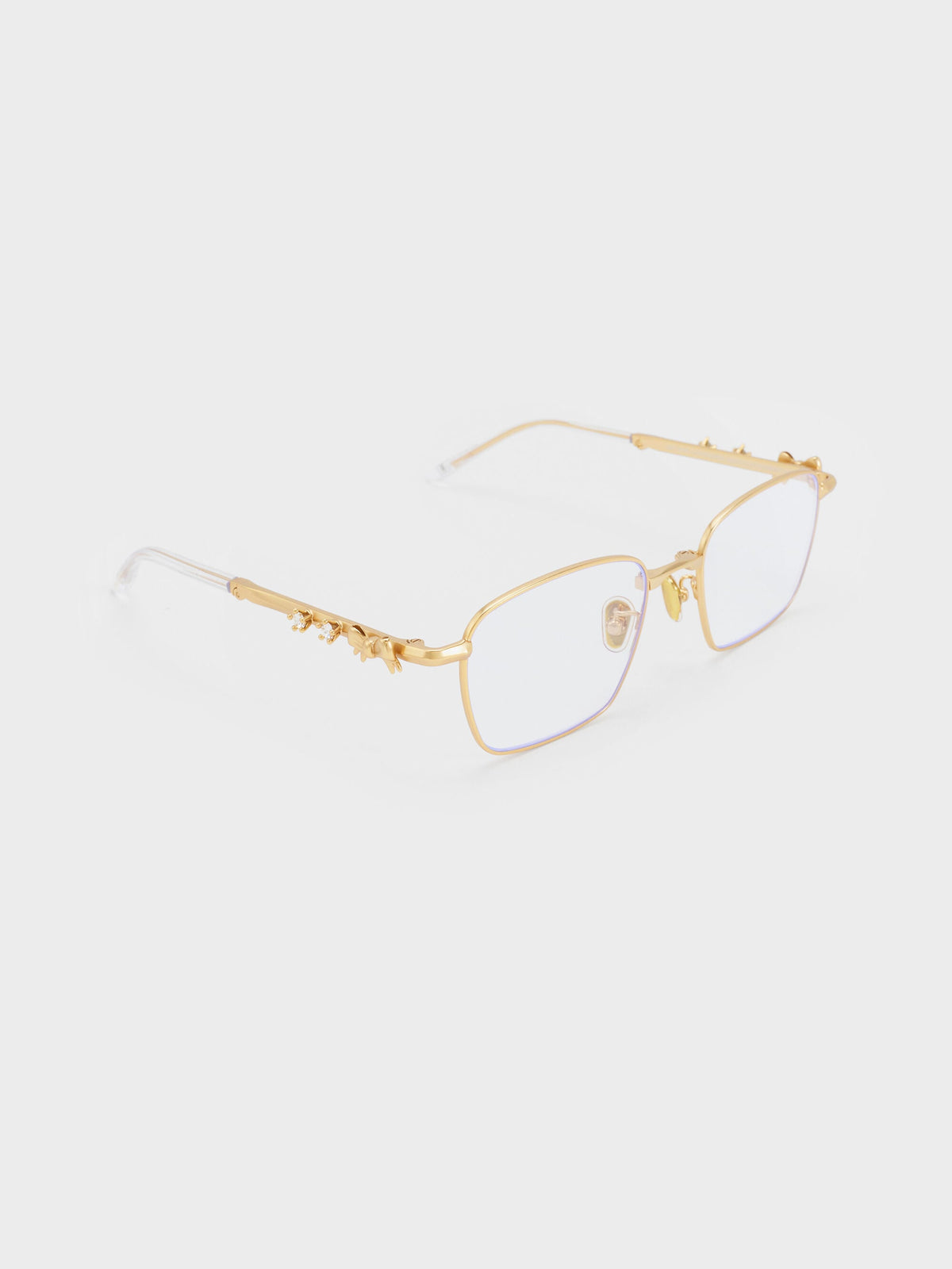 CHARLES & KEITH Everyday / Paige Clear Rectangular Sunglasses - Brush Gold