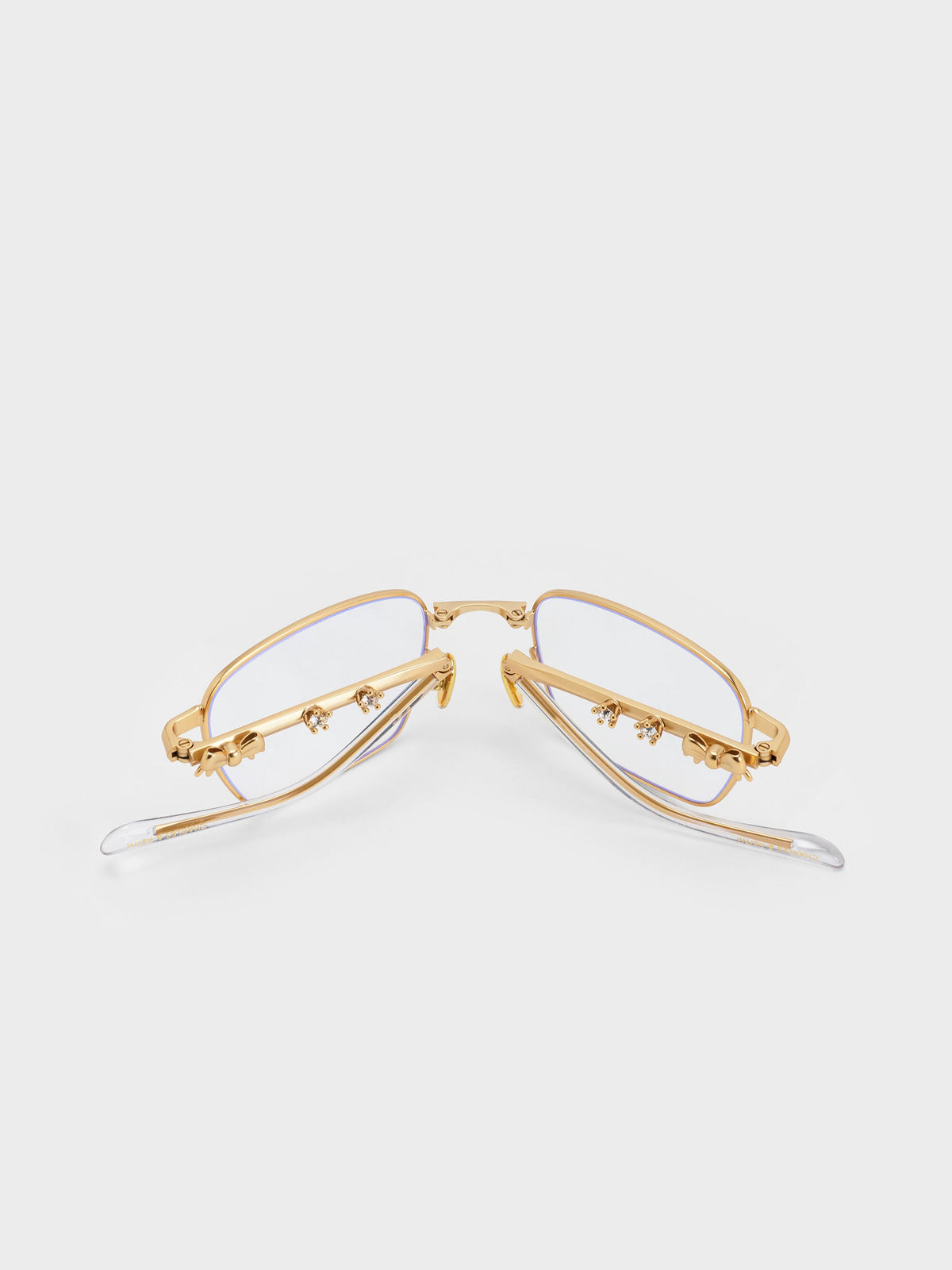 CHARLES & KEITH Everyday / Paige Clear Rectangular Sunglasses - Brush Gold