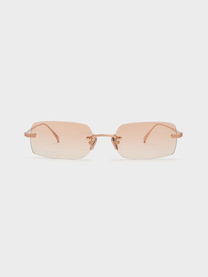 CHARLES & KEITH Customer Favorite / Easton Rimless Rectangular Sunglasses - Rose Gold
