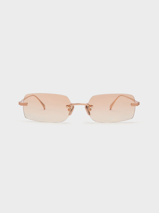 CHARLES & KEITH Customer Favorite / Easton Rimless Rectangular Sunglasses - Rose Gold