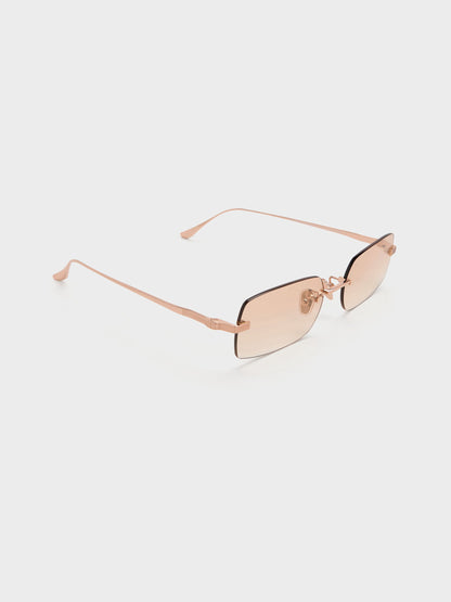 CHARLES & KEITH Customer Favorite / Easton Rimless Rectangular Sunglasses - Rose Gold