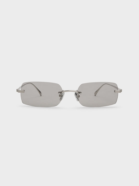 CHARLES & KEITH Recommended / Easton Rimless Rectangular Sunglasses - Silver