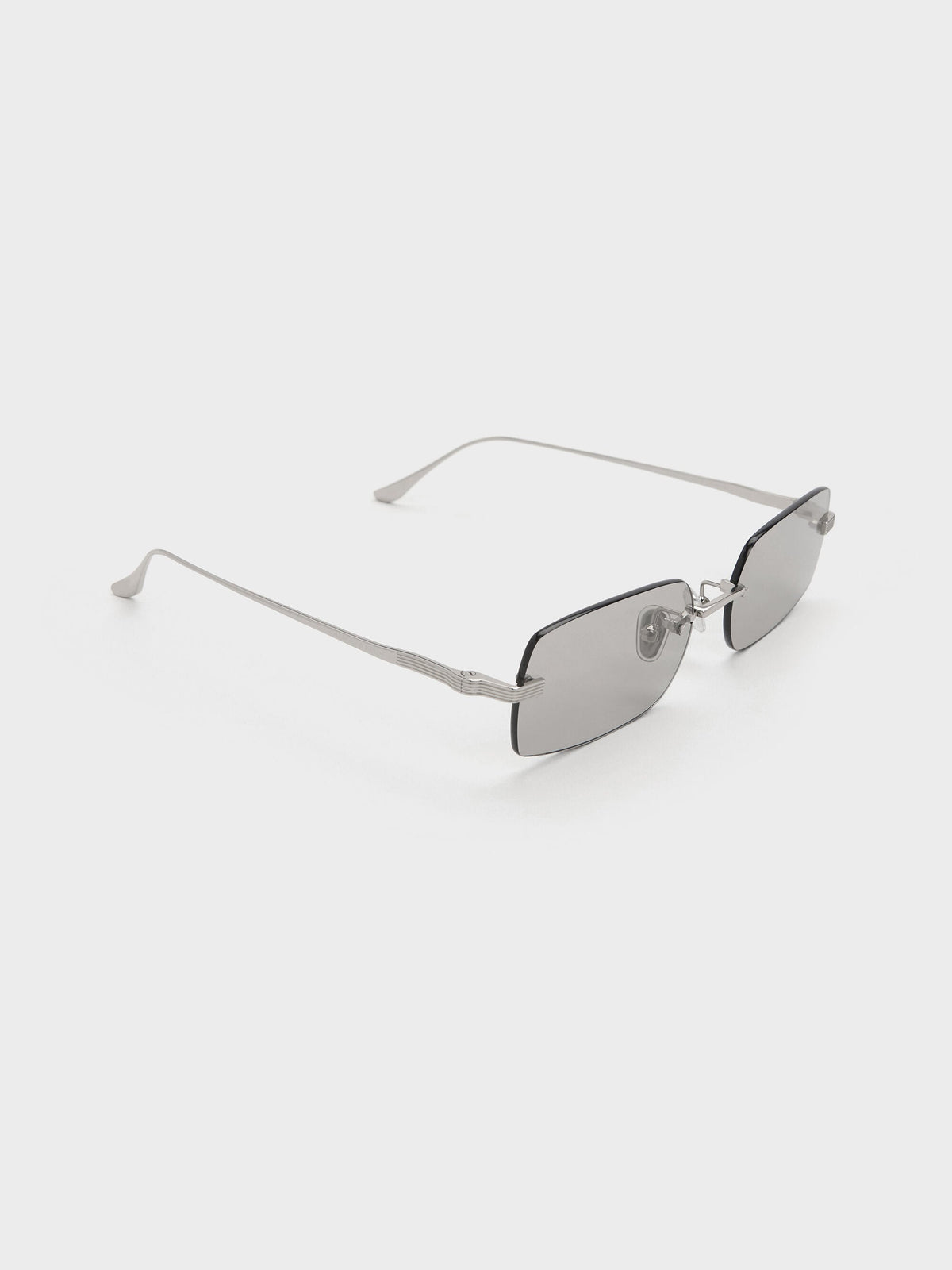 CHARLES & KEITH Recommended / Easton Rimless Rectangular Sunglasses - Silver