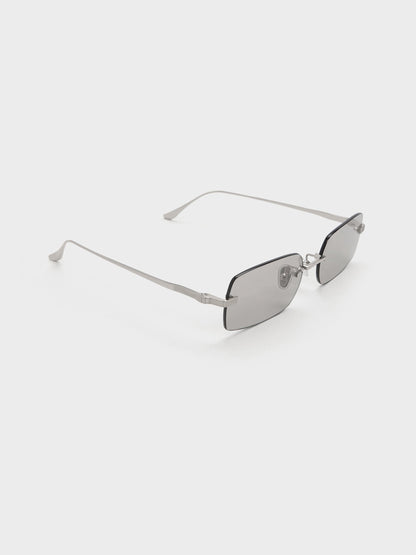 CHARLES & KEITH Recommended / Easton Rimless Rectangular Sunglasses - Silver