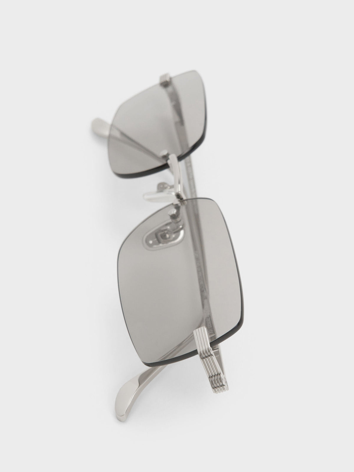 CHARLES & KEITH Recommended / Easton Rimless Rectangular Sunglasses - Silver