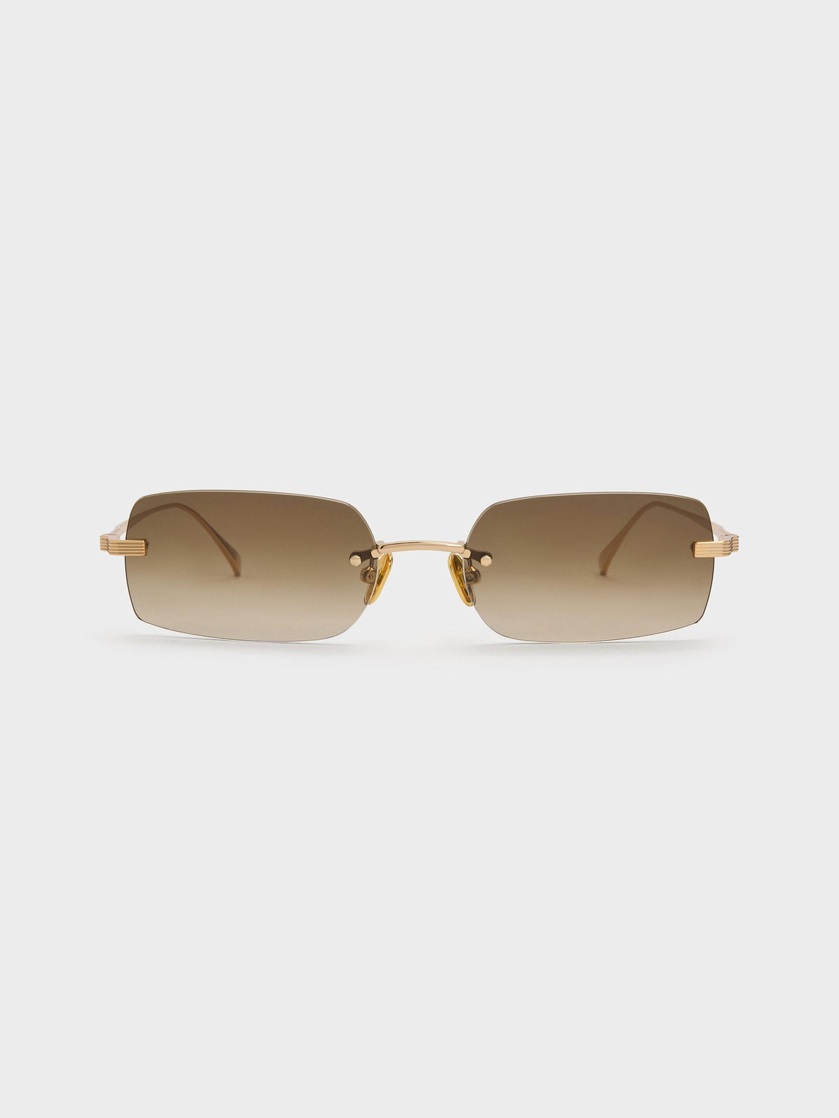 CHARLES & KEITH New / Easton Rimless Rectangular Sunglasses - Gold