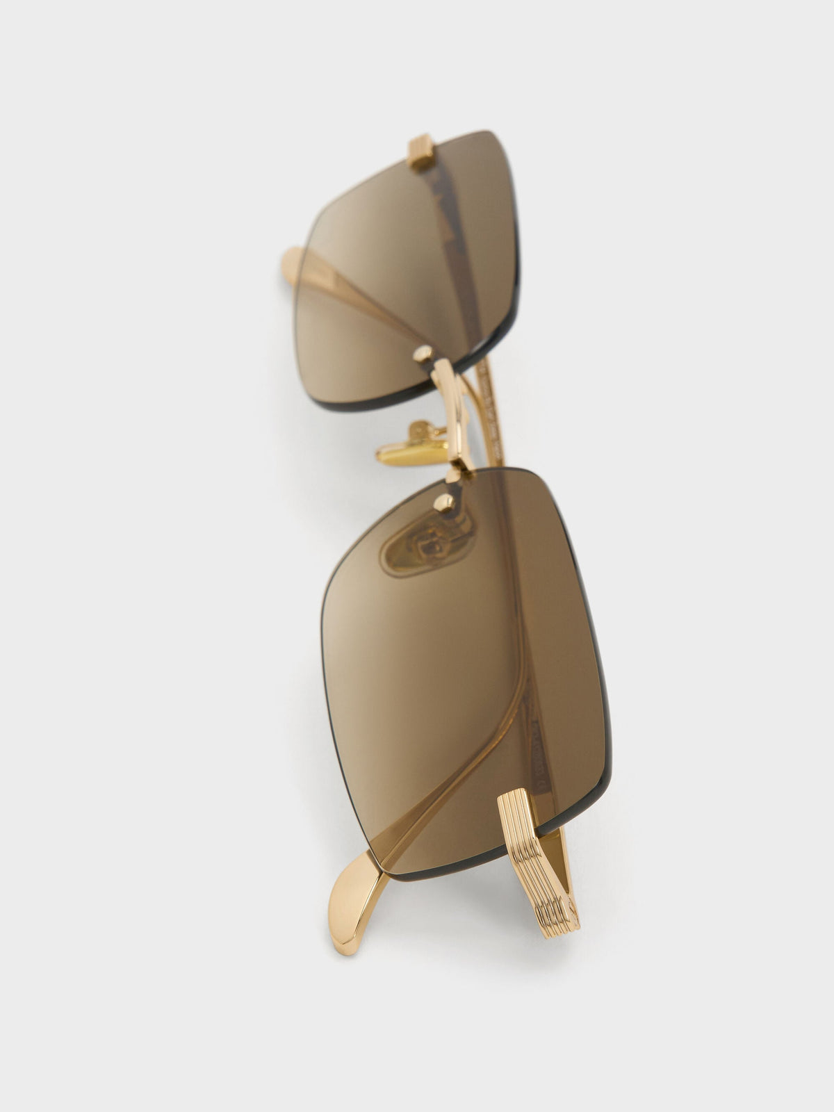 CHARLES & KEITH New / Easton Rimless Rectangular Sunglasses - Gold