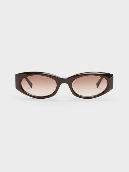 CHARLES & KEITH Recommended / Aubrey Oval Sunglasses - Espresso Brown