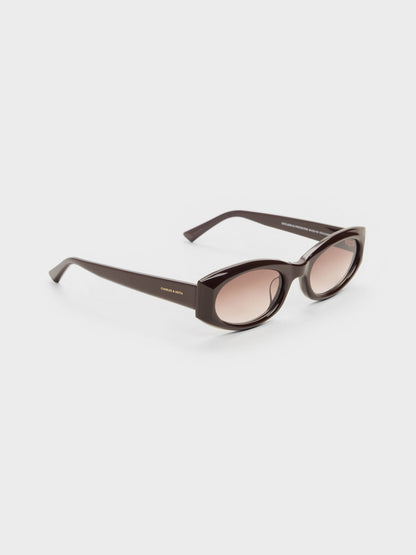 CHARLES & KEITH Recommended / Aubrey Oval Sunglasses - Espresso Brown