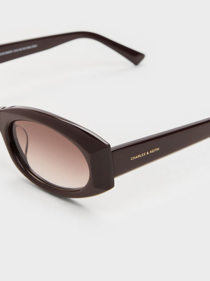CHARLES & KEITH Recommended / Aubrey Oval Sunglasses - Espresso Brown