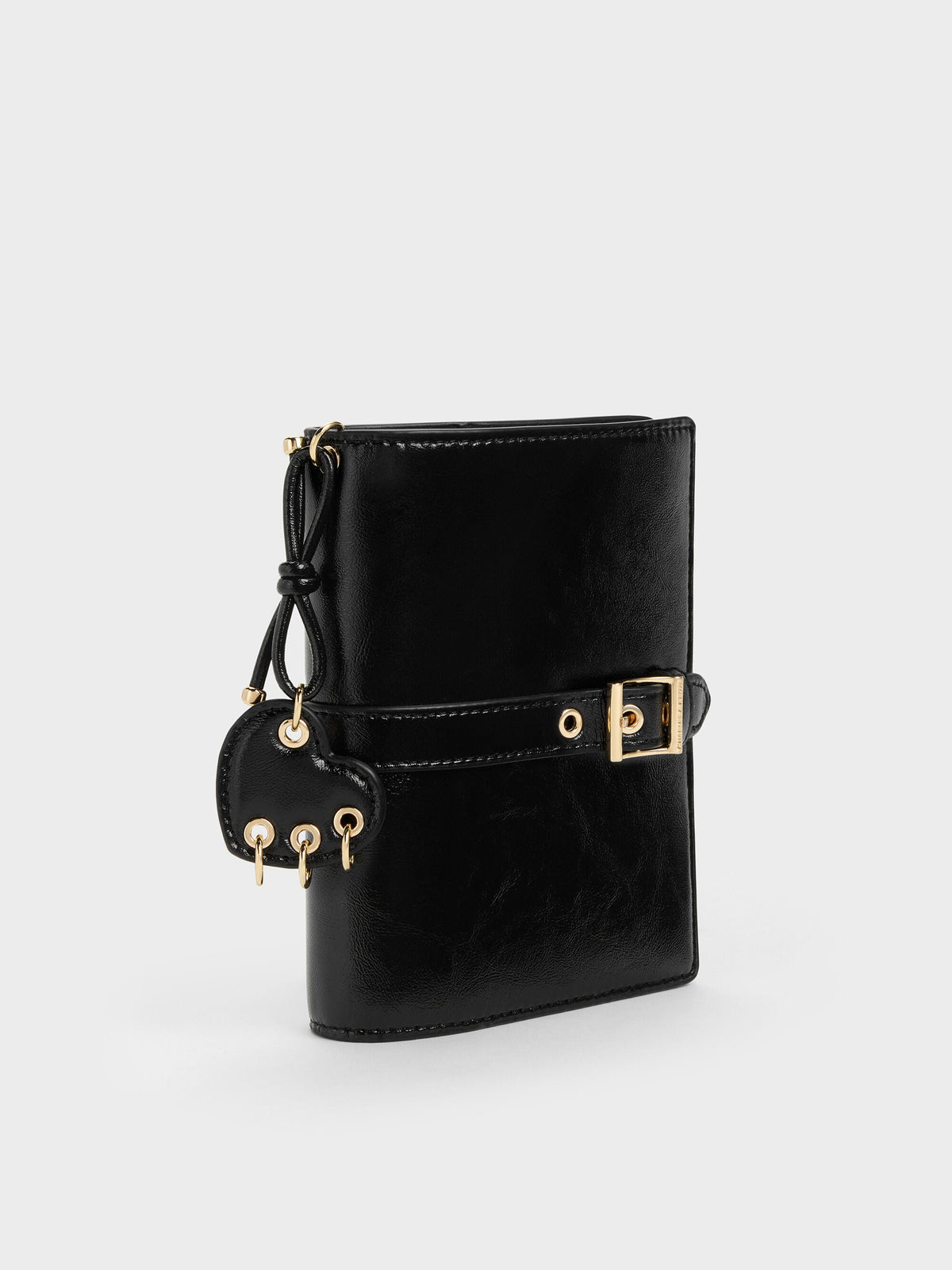 CHARLES & KEITH Great Value / Rey Heart Belted Passport Holder - Black