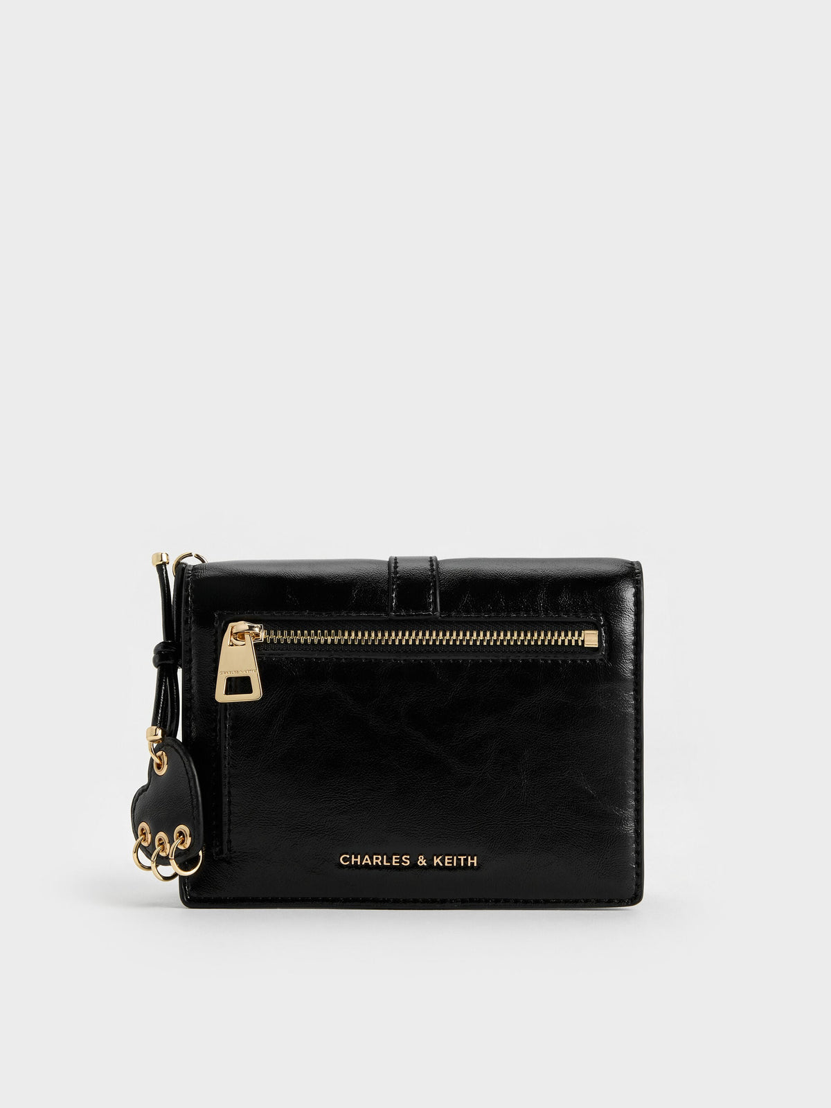 CHARLES & KEITH Great Value / Rey Heart Belted Passport Holder - Black